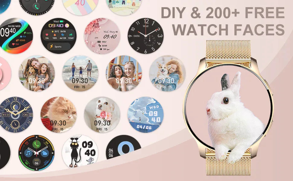 Smart Watch for Women (Answer/Make Call), Fitness Tracker for Android and iOS Phones Waterproof Smartwatch with 1.32" HD Full - Wear444