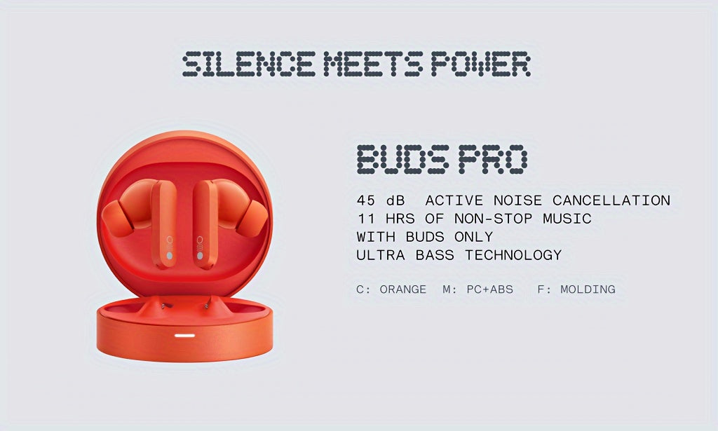ProSound Buds Pro - Up to 39 Hours of Battery Life, 45 dB Advanced Noise Cancellation, Ultra Bass Technology, Custom Dynamic Bass, 5000 Hz Wide Band Noise Cancellation, 6 HD Mics for Crystal-Clear Calls, Wireless Earphones wi