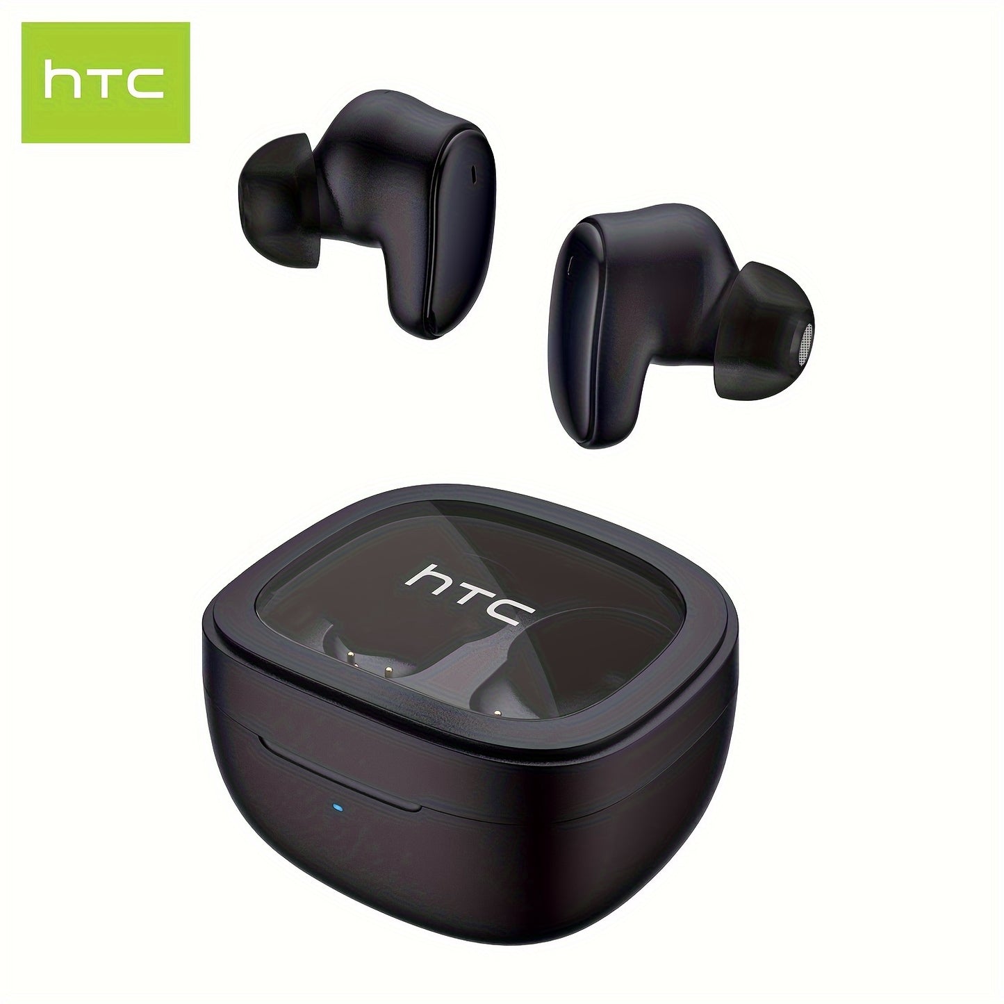 HTC True Wireless Earbuds 9 - Long-Lasting 24Hour Playtime, Wireless Charging, Game Modes, Built-in Mic, Touch Control, In-Ear Stereo Earphones with Transparent Case Design