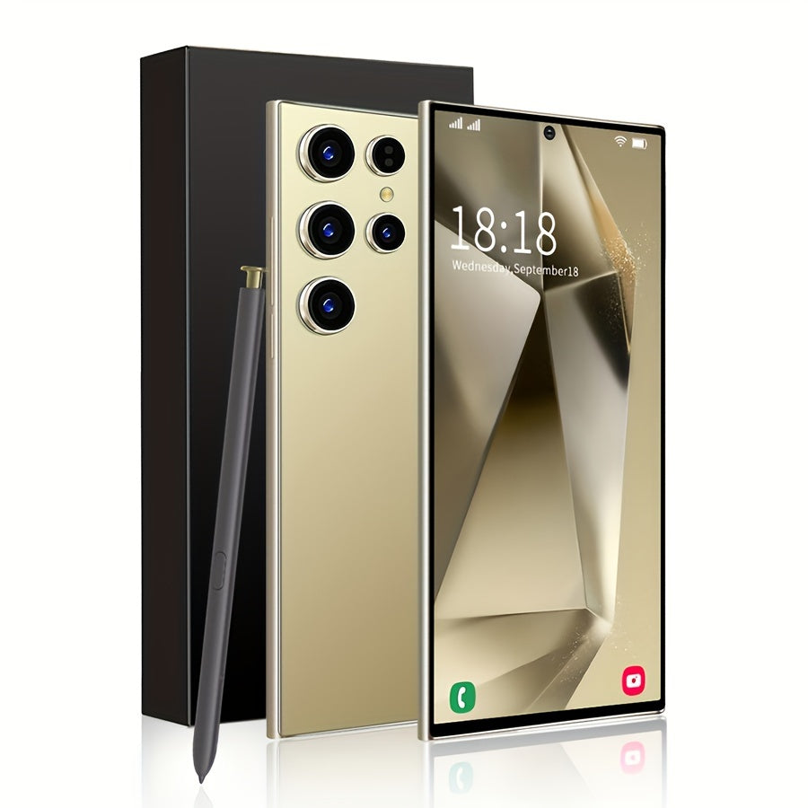 8GB+256GB Unlocked Smartphone S24Pro, Android 13, 6.8-inch Display, 13MP+50MP Camera, 6800mAh Battery, Dual SIM, Dual Standby, GPS, Built-in Stylus, Comes With Earphones | Case | Screen Protector | Type-c Cable, Ideal Valenti