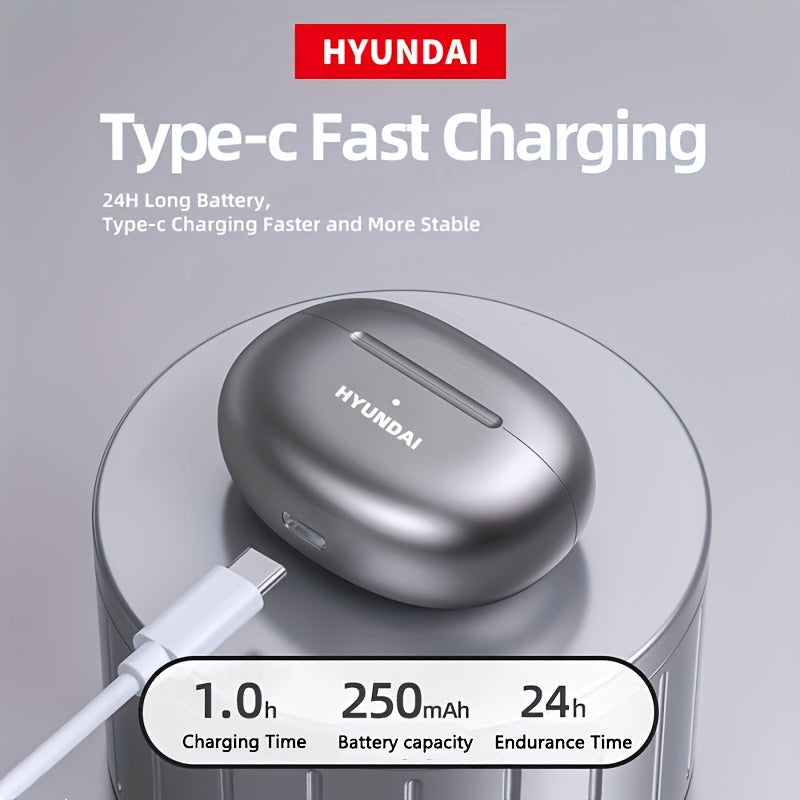 HYUNDAI LP5 Wireless In-Ear Earphones with Low-Accent Surround Sound & Noise Reduction, 1, 5W High-Quality Sound, 8H Playtime, Compact Design for Music, Sports, Commuting - Type-C Charging, Wireless Earbuds, Commuting Audio G