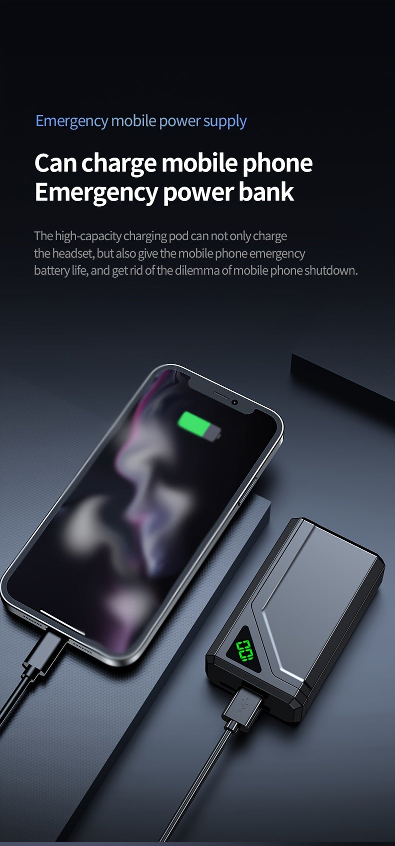 800 mAh Large-capacity Wireless Earphones Wireless Earbuds Ultra-clear Sound Quality Touch Control Can Provide Rechargeable Gaming Headphones Low-latency Sports Headphones Earbuds Suitable For All Wireless Devices Suitable Fo