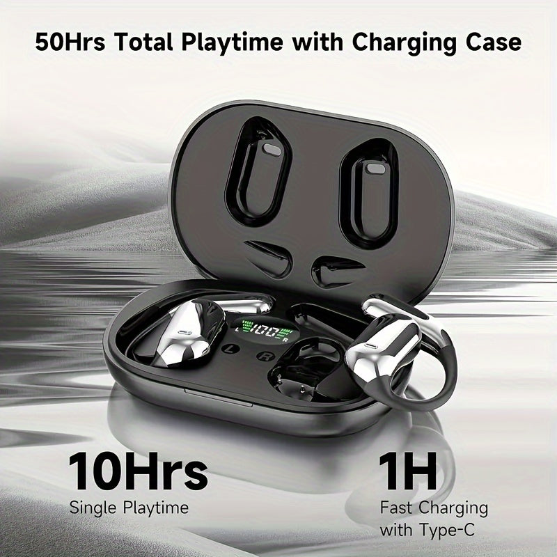 New Sports Wireless Earphones With High Sound Quality, Wireless 5.4 Earphones With Ear Hooks, Sports 50H Earphones, Wireless Earphones, Earphones With High-definition Stereo, LED Display In Black
