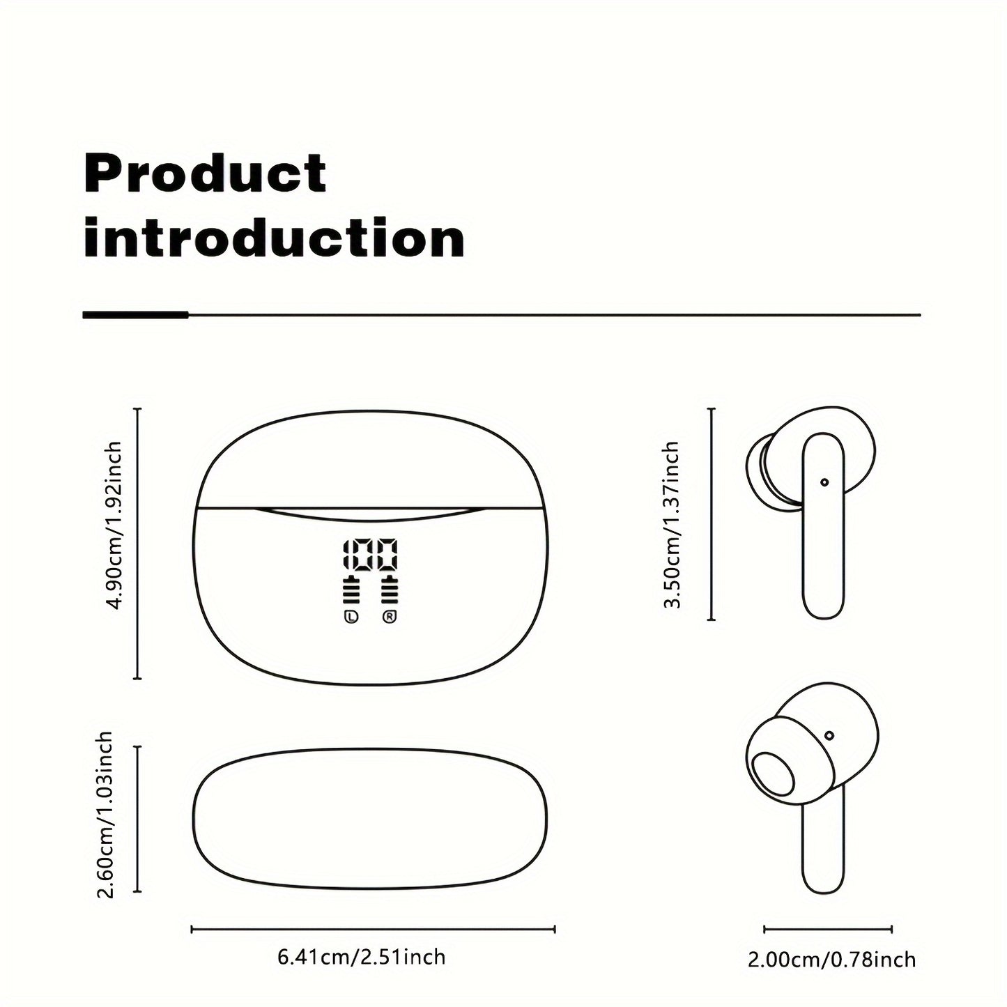 Wireless Earphones, Wireleess 5.3, 13mm Speaker, 30 Hours Of Playback Time, Suitable For IPhone And Android, For Gaming, Business, And Sports With Microphone. With Digital Display Battery Level