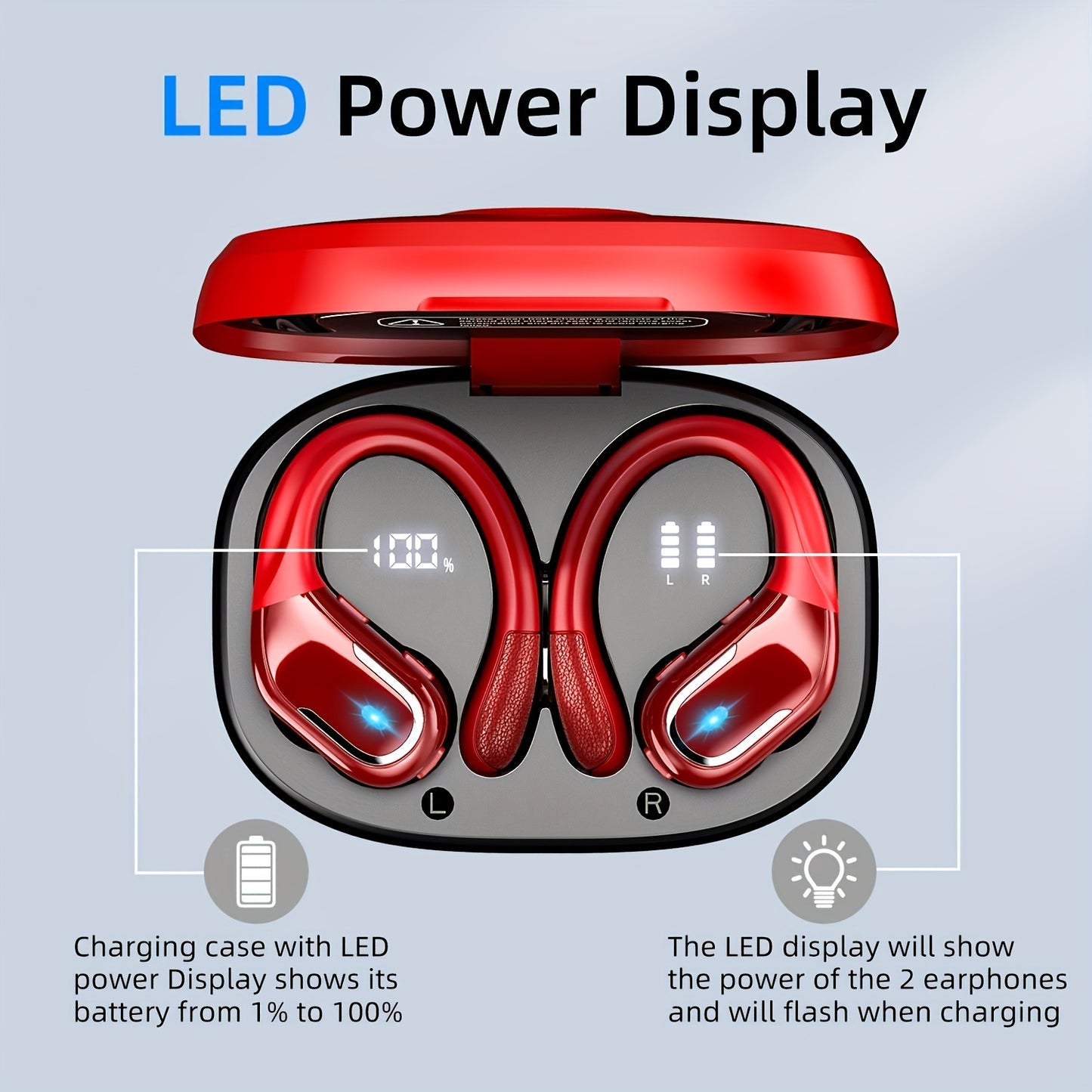 New Wireless Earbuds for Running Sports: LIFEBEE Earphones with Earhooks, Pure Bass Sound, Dual-LED Display, ENC Noise Cancelling, Built-in Microphone