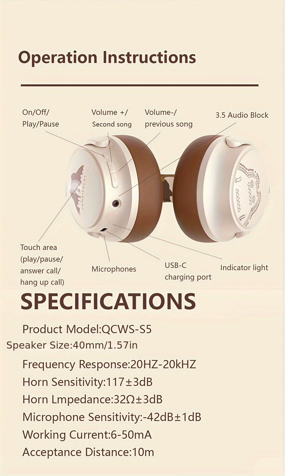 ZOMBIESCAT Wireless Earphones Headworn Wireless Noise Reduction Computer Wired Game 2024 New Ultra Long Range