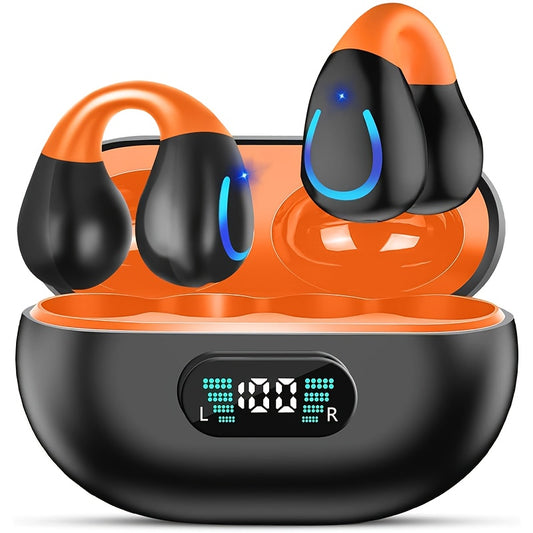 Wireless Headphones Open Wireless Earbuds, Bluetooth5.4 Open-ear Wireless Headphones With Microphone And Power Display Charging Bay, Sports Earphones Built-in Microphone With EarhooksLong Life Playback Earbuds, Suitable For S