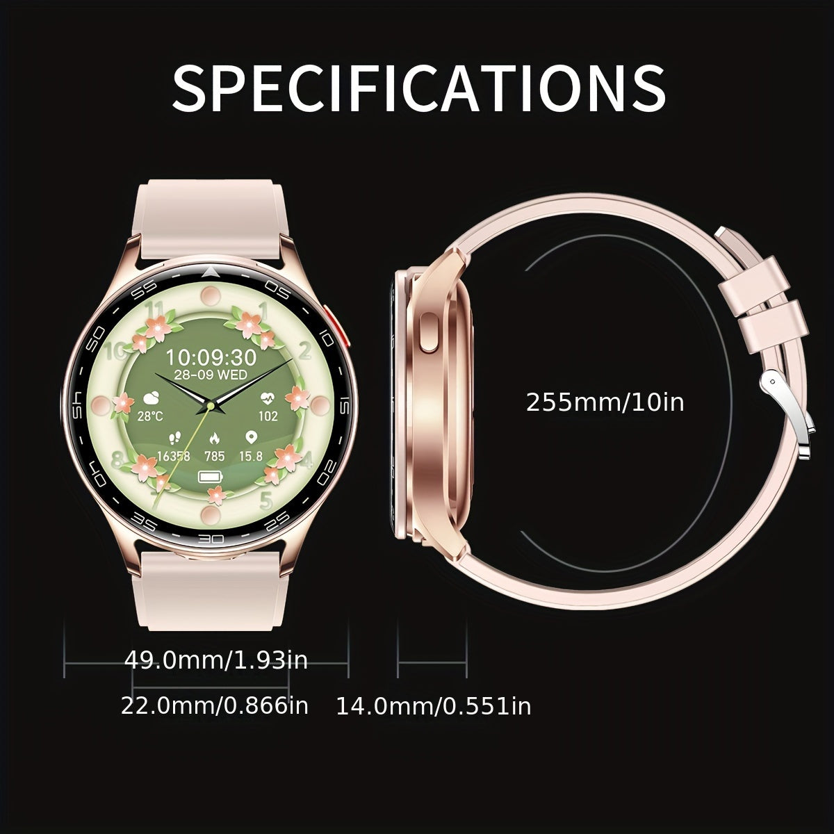 [Smart Watch] 1.39-inch Women's Multifunctional Smart Watch | With Earphones, Supports 100+ Sports Modes, Call Reminders, Calorie Pedometer, Mobile Phone Reminders, Music Playback, Multiple Sports Modes, Fitness Watch, Sports